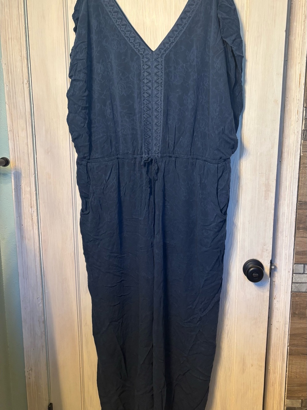 Ariat Navy Blue Embroidered V-Neck Top